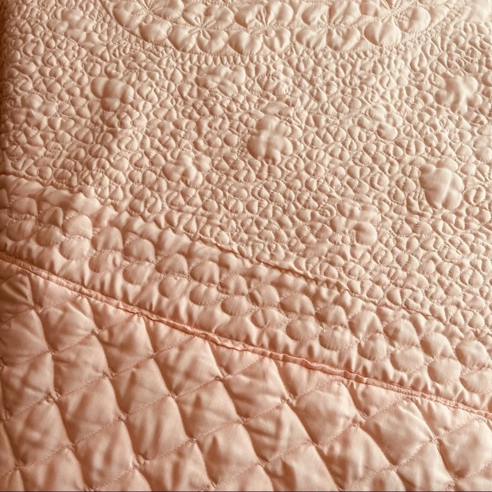 Vintage Quilt Blanket Matelasse Peach